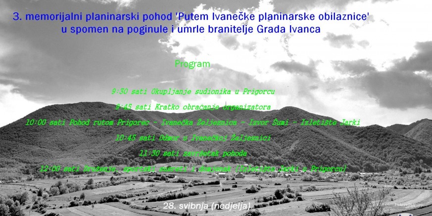 UDVDR Ogranak Ivanec i Planinarski klub Ivanec organiziraju planinarski pohod – nedjelja, 28. 05.